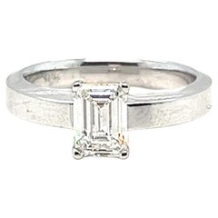 Exquisite 1,10 Karat Smaragdschliff Erdgestein Mined Diamant Solitär Ring - GIA .Cert