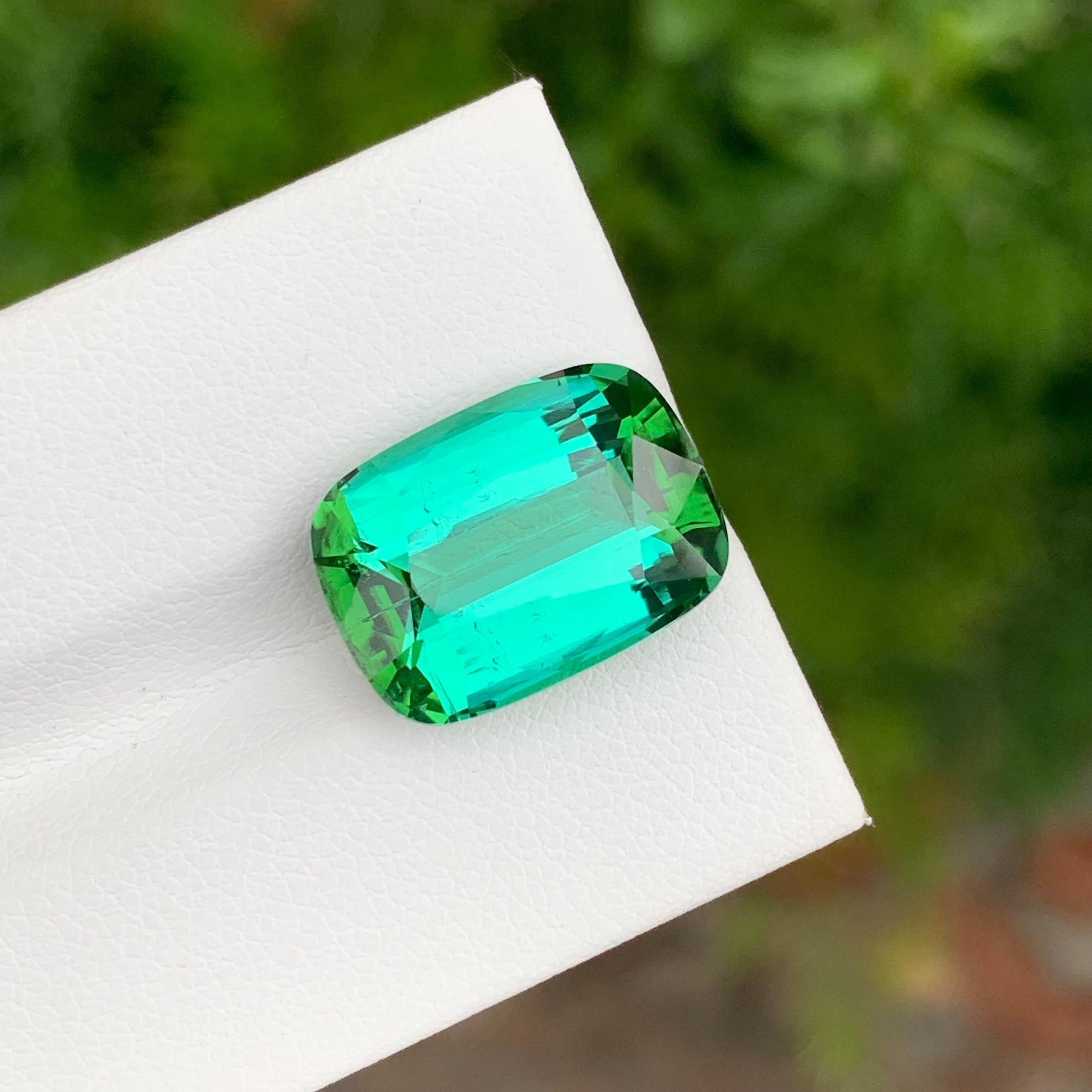 Cushion Cut Exquisite 11.10 Carat Natural Loose Blue Green Tourmaline Cushion Shape Gemstone For Sale