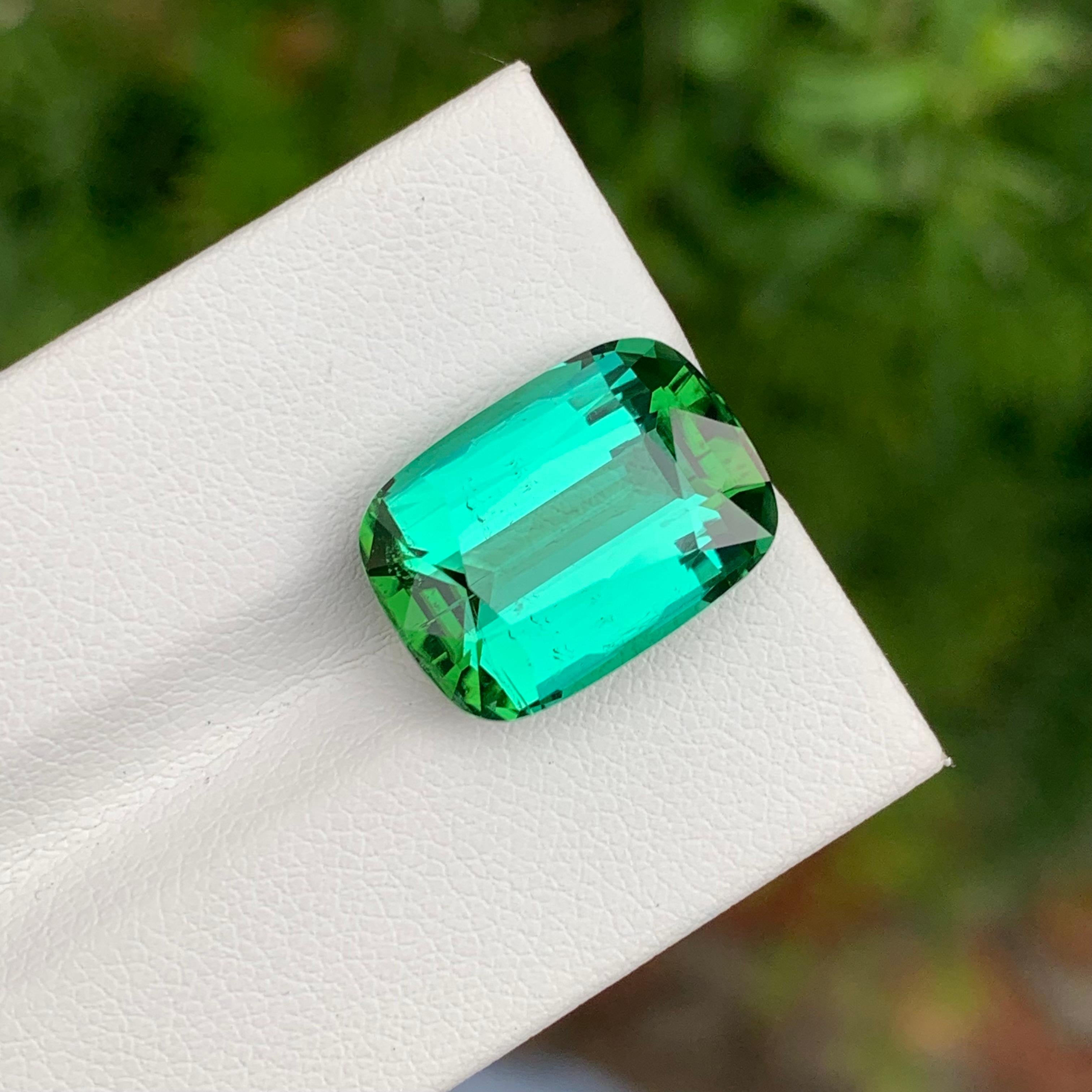 Exquisite 11.10 Carat Natural Loose Blue Green Tourmaline Cushion Shape Gemstone In New Condition For Sale In Peshawar, PK