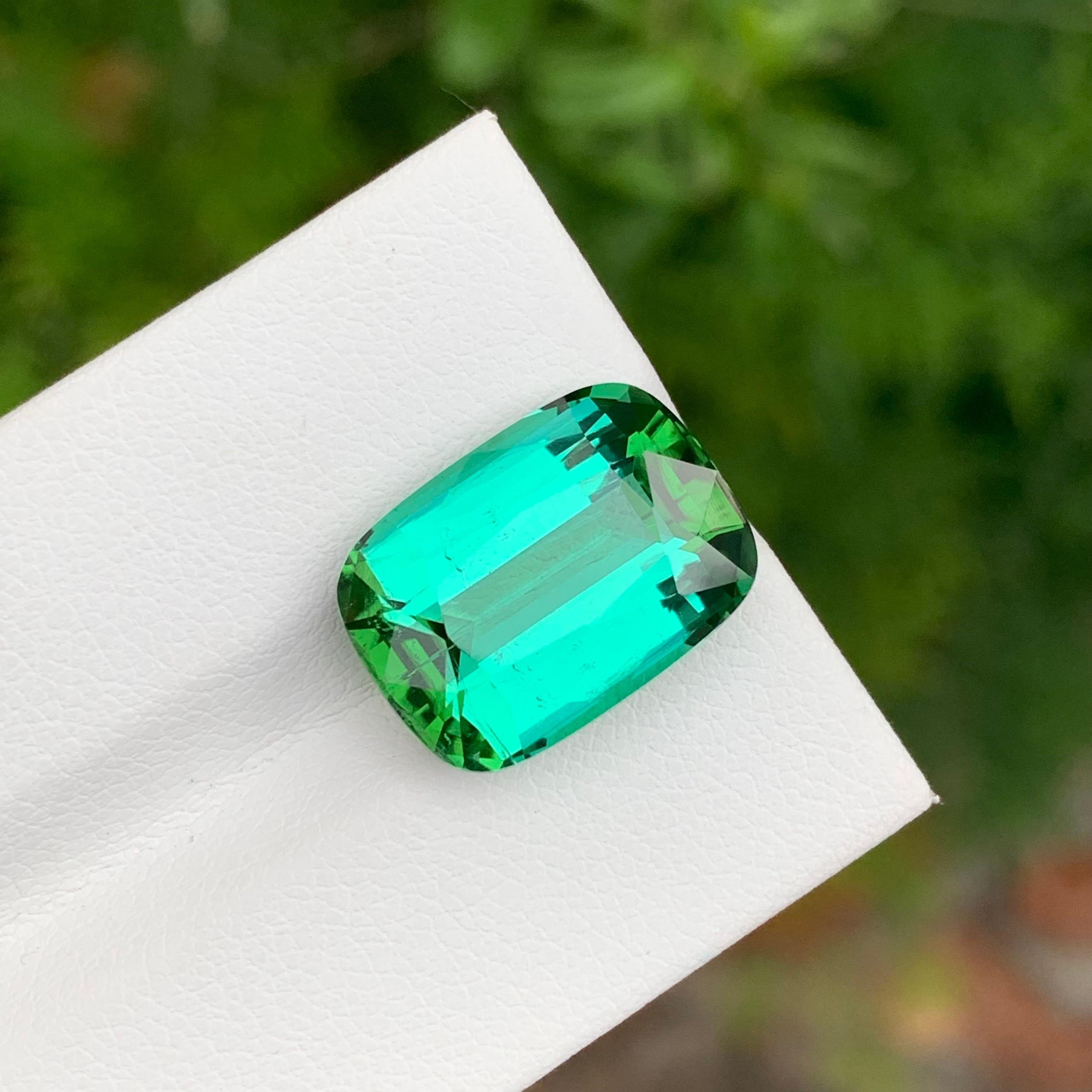 Exquisite 11.10 Carat Natural Loose Blue Green Tourmaline Cushion Shape Gemstone For Sale 1