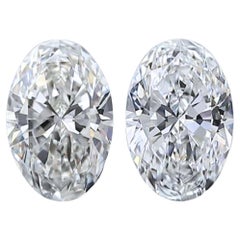 Exquisite 1.12ct Ideal Cut Pair of Oval-Shaped Diamonds - GIA Certified