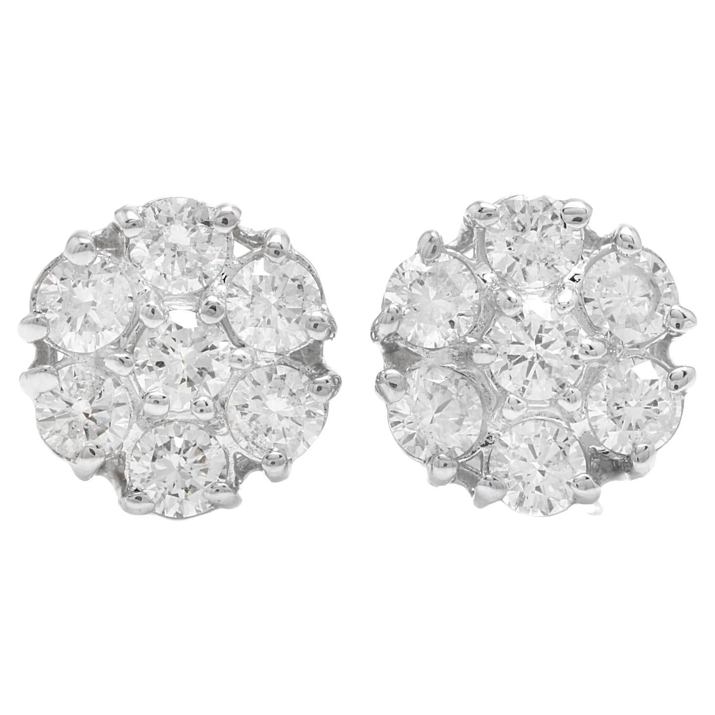 Exquisite 1.15 Carat Natural Diamond 14 Karat Solid White Gold Stud Earrings