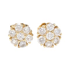 Exquisite 1.15 Carat Natural Diamond 14 Karat Solid Yellow Gold Earrings