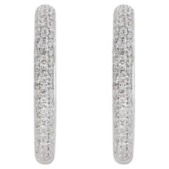 Exquisite 1.15ct Hoop Diamond Earrings set in 18K White Gold