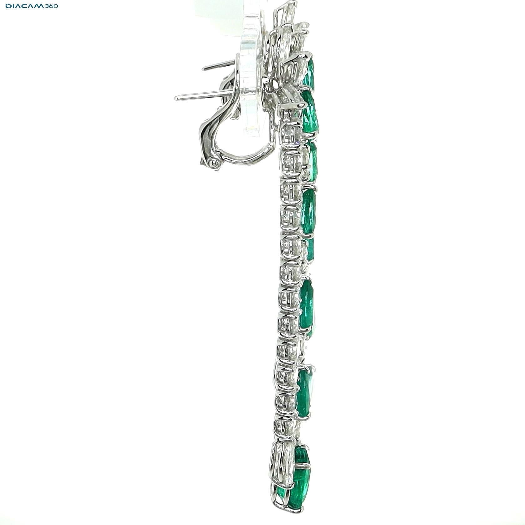 Art Deco Sophia D. Emerald and Diamond Platinum Earrings  For Sale