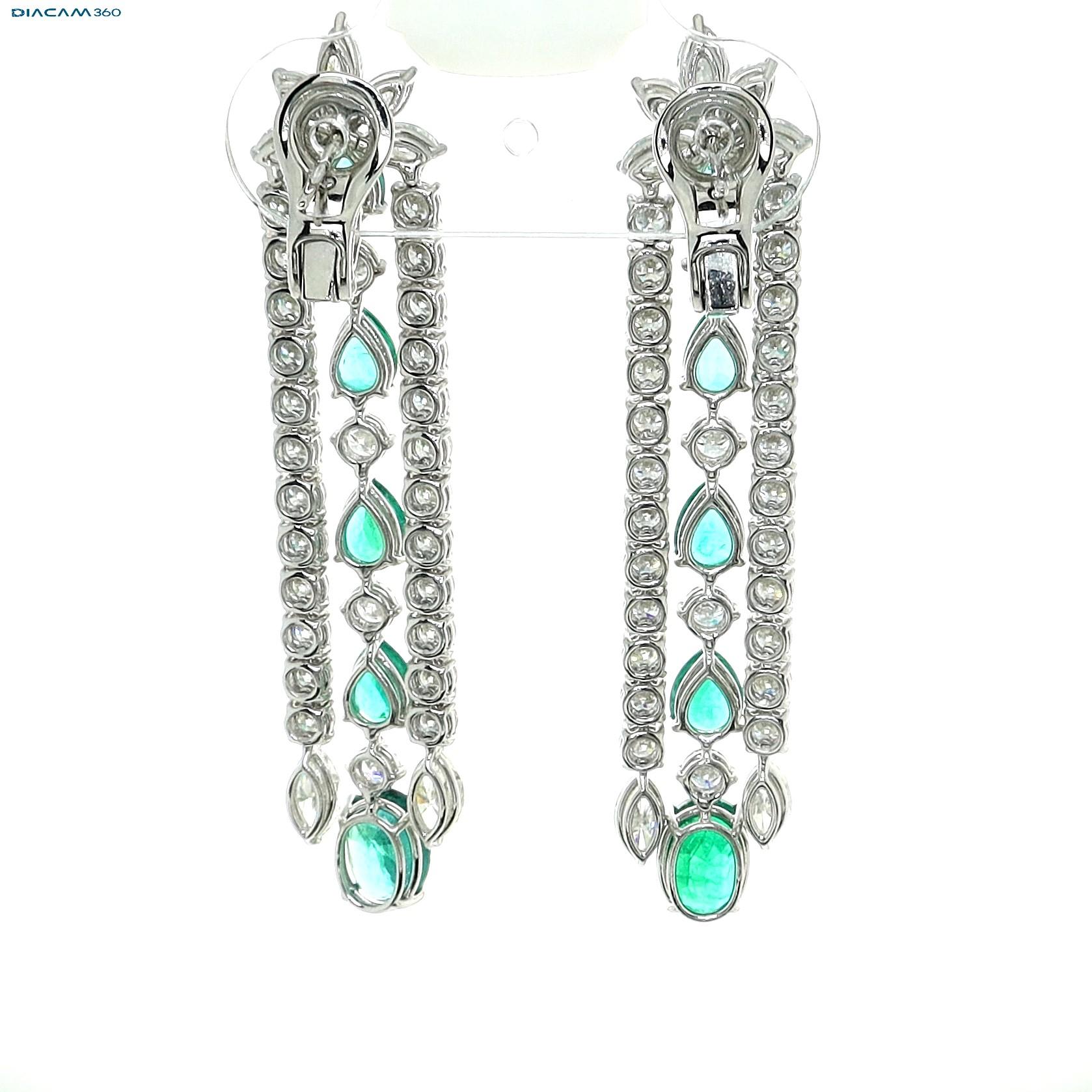 Pear Cut Sophia D. Emerald and Diamond Platinum Earrings  For Sale
