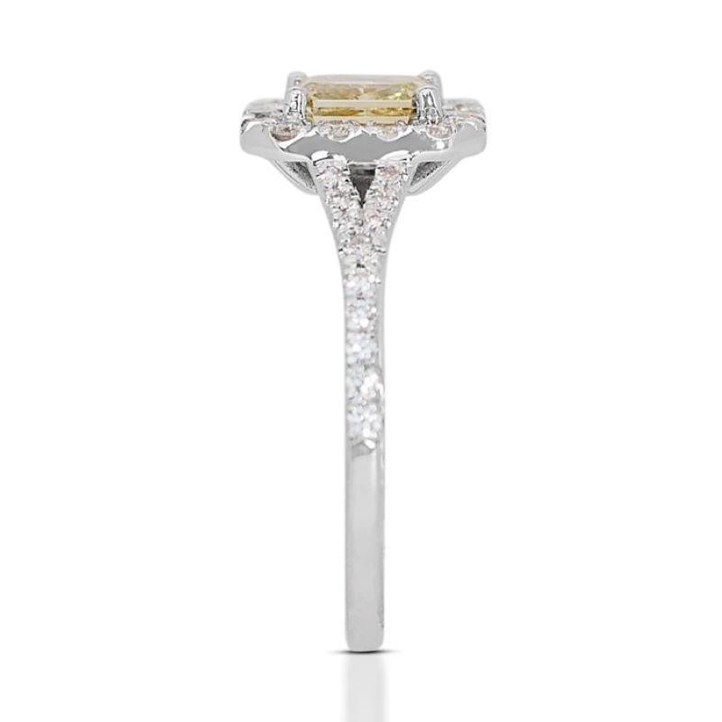 Emerald Cut Exquisite 1.19 Carat Modified Brilliant Cut Diamond Ring in 18K White Gold For Sale