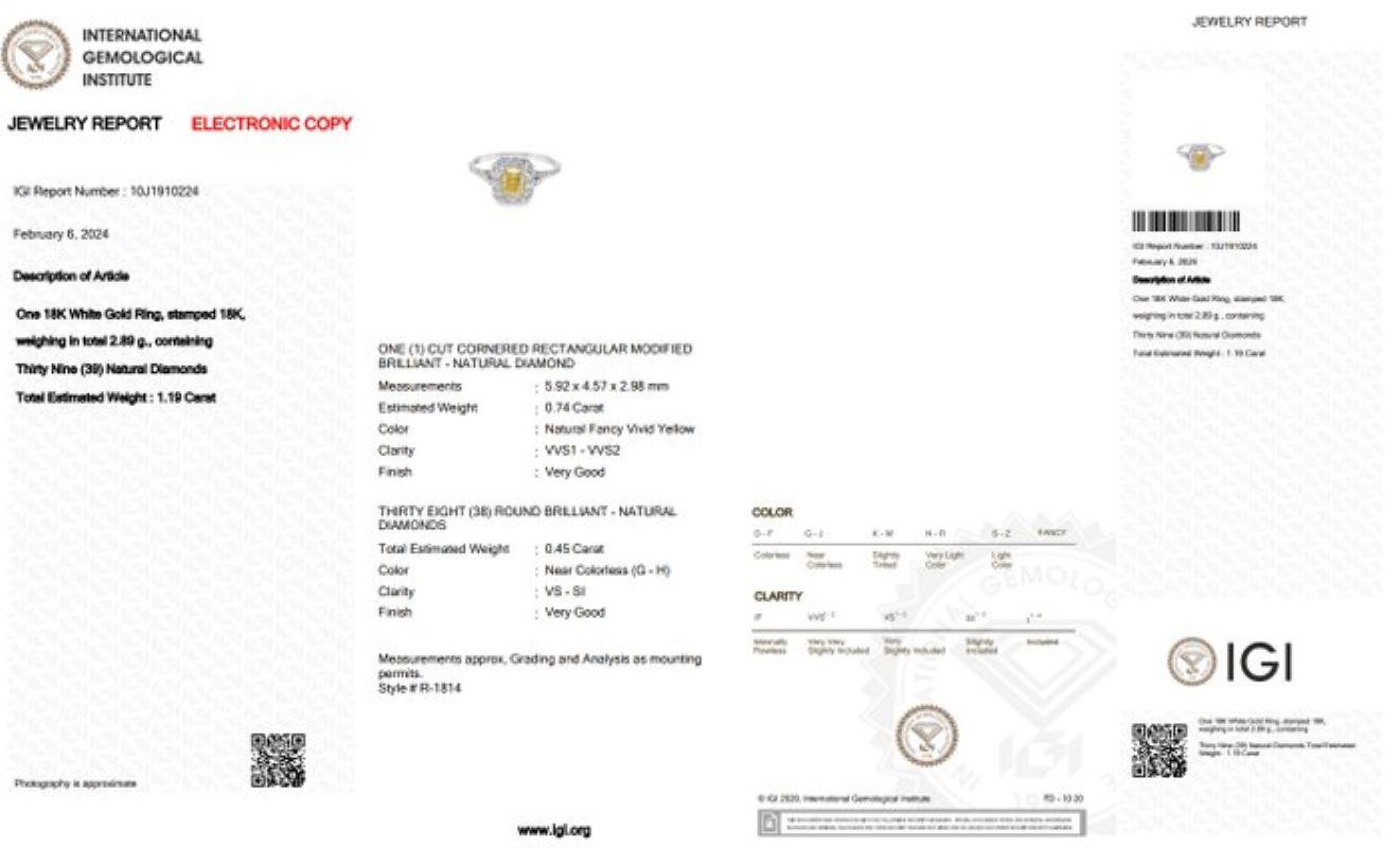 Exquisite 1.19 Carat Modified Brilliant Cut Diamond Ring in 18K White Gold For Sale 2