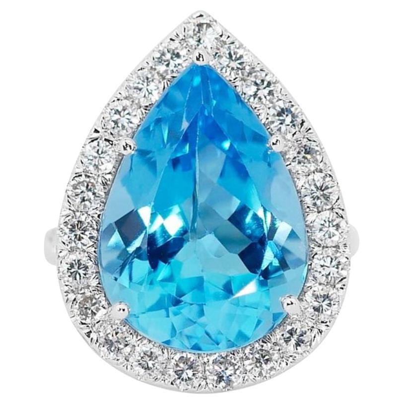 Exquisite 11.93 Carat Pear Mixed Cut Topaz Ring  For Sale