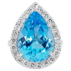 Exquisite 11.93 Carat Pear Mixed Cut Topaz Ring 