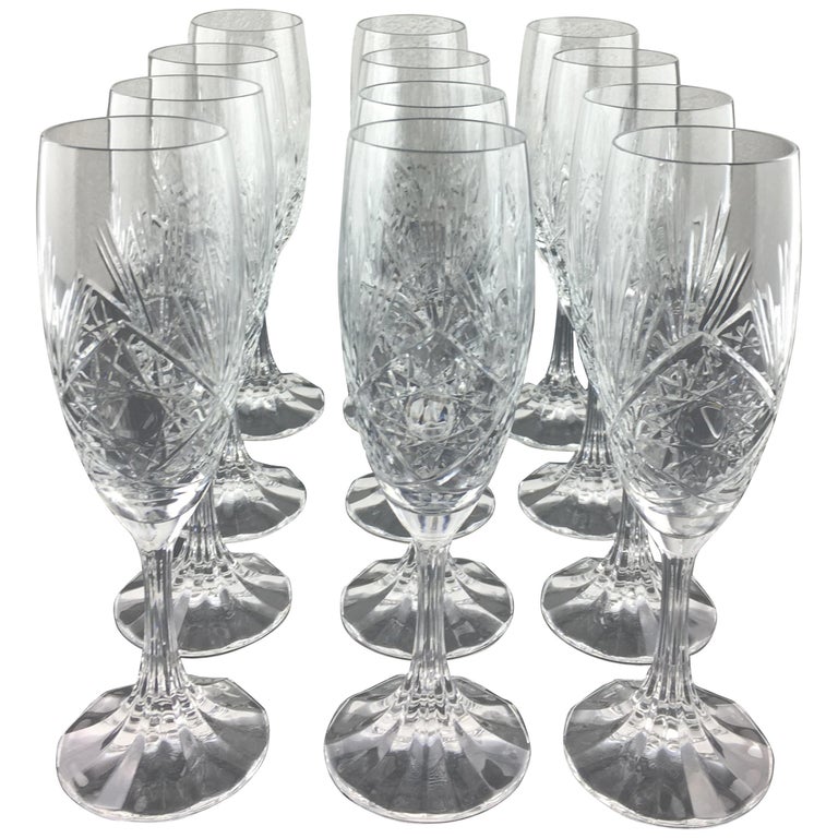 Exquisite 12 Piece Baccarat Crystal Champagne Flutes at 1stDibs