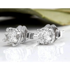 Exquisite 1.20 Carat Natural Diamond 14 Karat Solid White Gold Stud Earrings