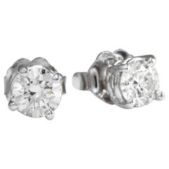 Exquisite 1.20 Carat Natural Diamond 14 Karat Solid White Gold Stud Earrings