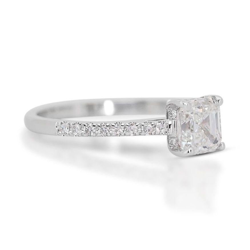 Emerald Cut Exquisite 1.20ct Square Emerald-cut Diamond Ring For Sale