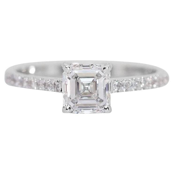 Exquisite 1.20ct Square Emerald-cut Diamond Ring For Sale