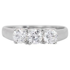 Exquisite 1.20ct Triple Excellent Ideal Cut Diamonds 3-Stone Ring -GIA Certified