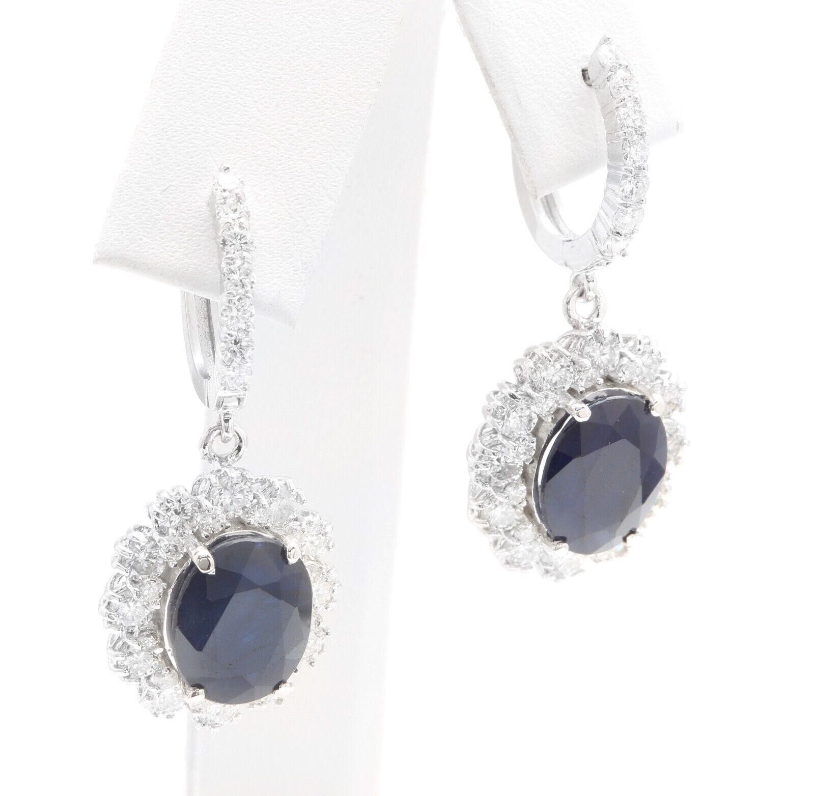 Exquisite 12.30 Carats Natural Sapphire and Diamond 14K Solid White Gold Earrings

Amazing looking piece! 

Suggested Replacement Value: Approx. $7,000.00 

Total Natural Round Cut White Diamonds Weight: Approx. 2.30 Carats (color G-H / Clarity
