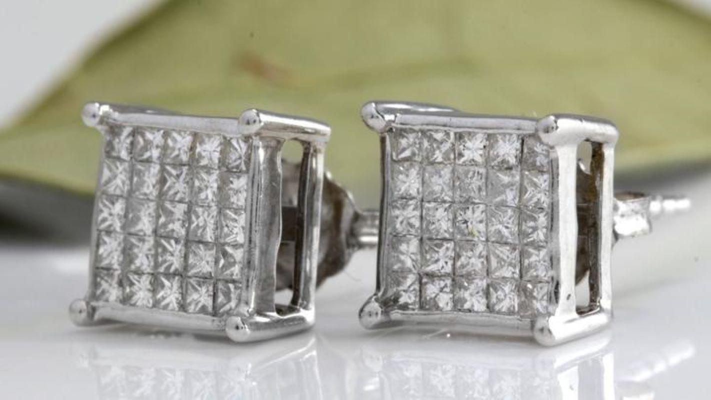 Exquisite 1.25 Carats Natural Diamond 14K Solid White Gold Stud Earrings

Amazing looking piece!

Total Natural Princess Cut Diamonds Weight: 1.25 Carats (both earrings) VS2-SI1 / G-H

Earring Measures: 8.85 x 8.85mm

Total Earrings Weight is: 2.6