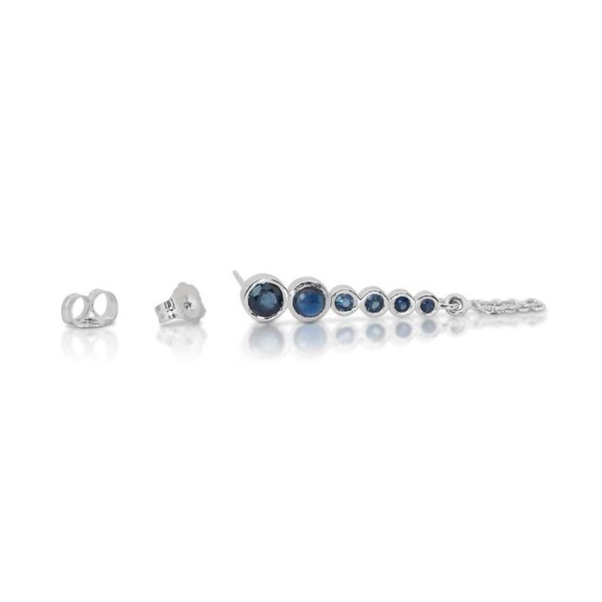 Women's Exquisite 1.25 Carat Round Brilliant Sapphire Earrings in 14K White Gold For Sale