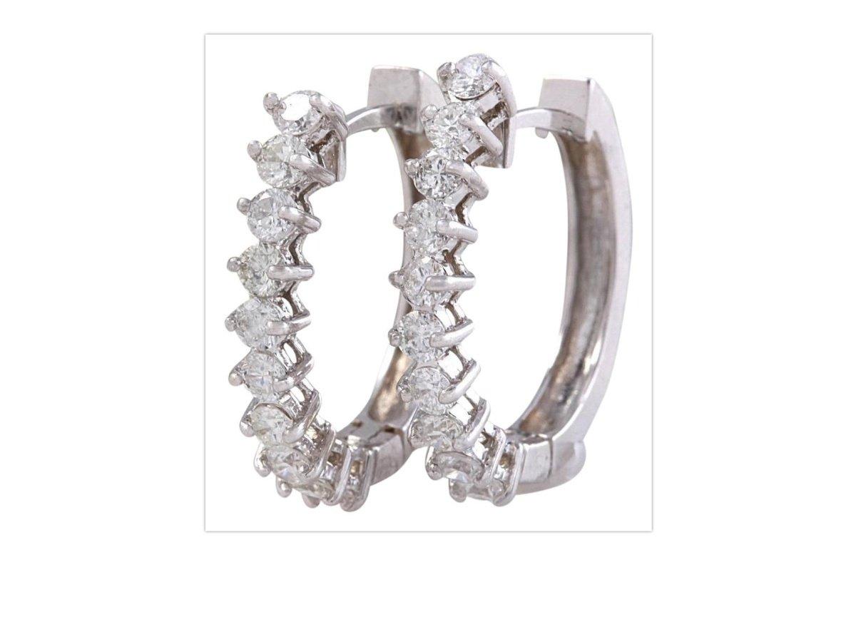 Magnifiques boucles d'oreilles huggies en or blanc massif 14 carats avec diamants naturels de 1,25 carat en vente 2