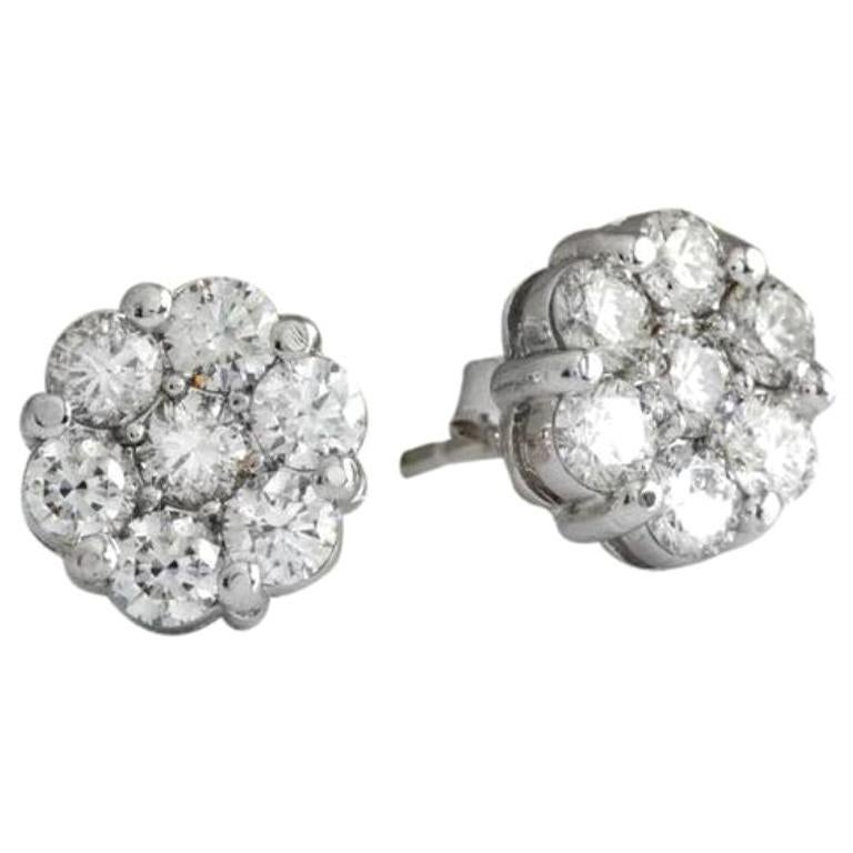 Exquisite 1.25 Carat Natural VS Diamond 14 Karat Solid White Gold Stud Earrings For Sale