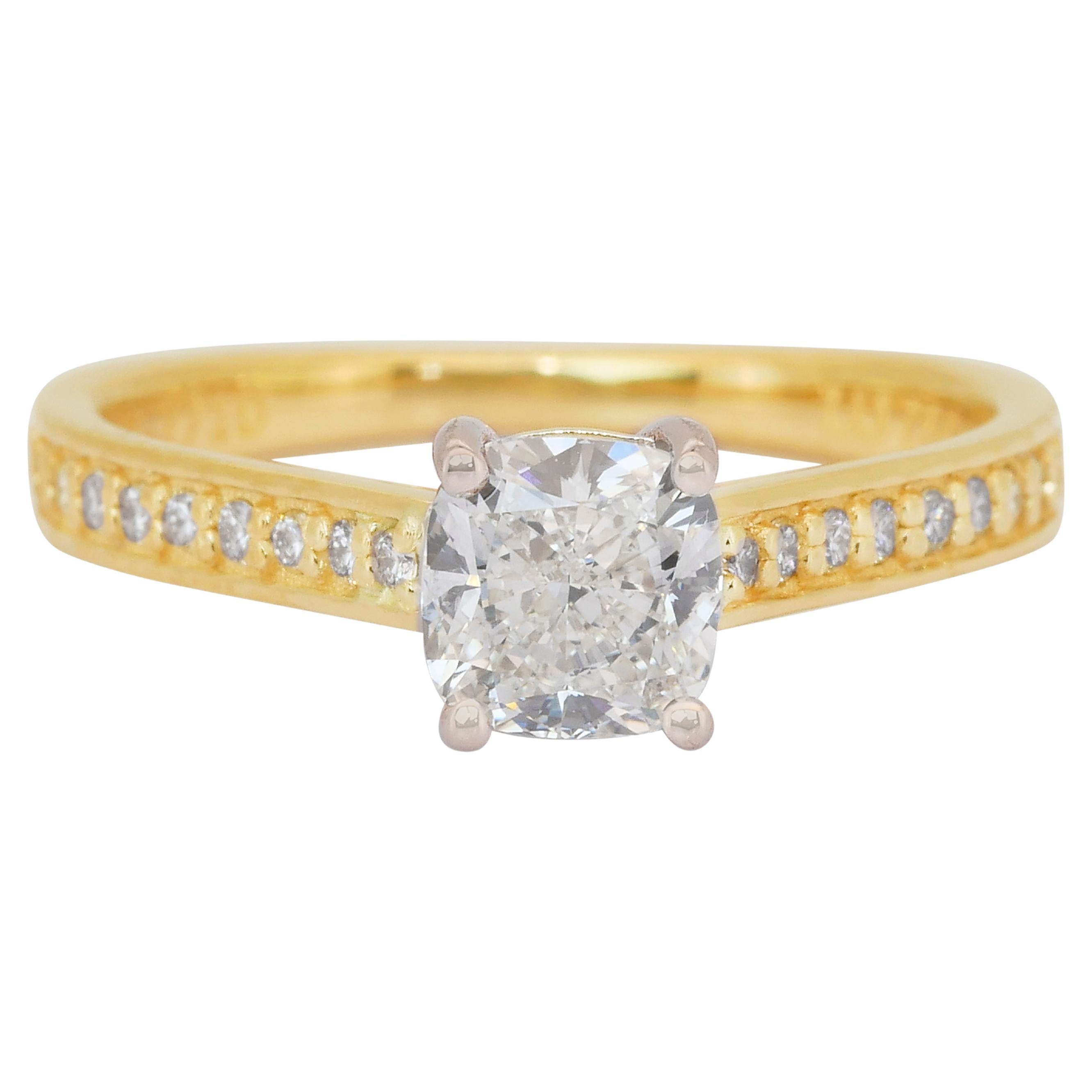 Exquisite 1,25ct Diamanten Pave Ring in 18k Gelb & Weißgold - IGI zertifiziert