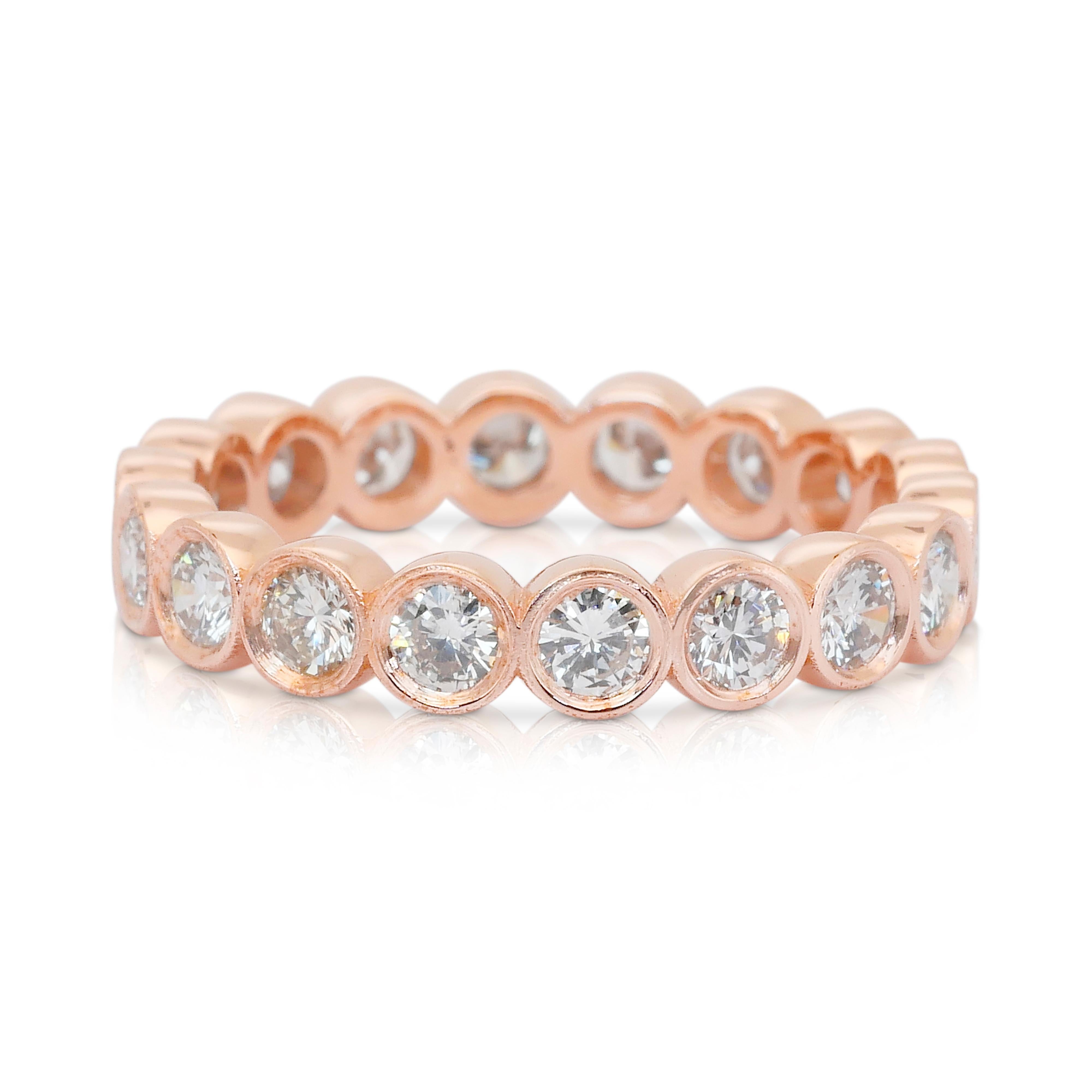 Squisito anello di eternità con 1,26 carati di diamanti in oro rosa 18 carati - certificato IGI In condizioni Nuovo in vendita a רמת גן, IL