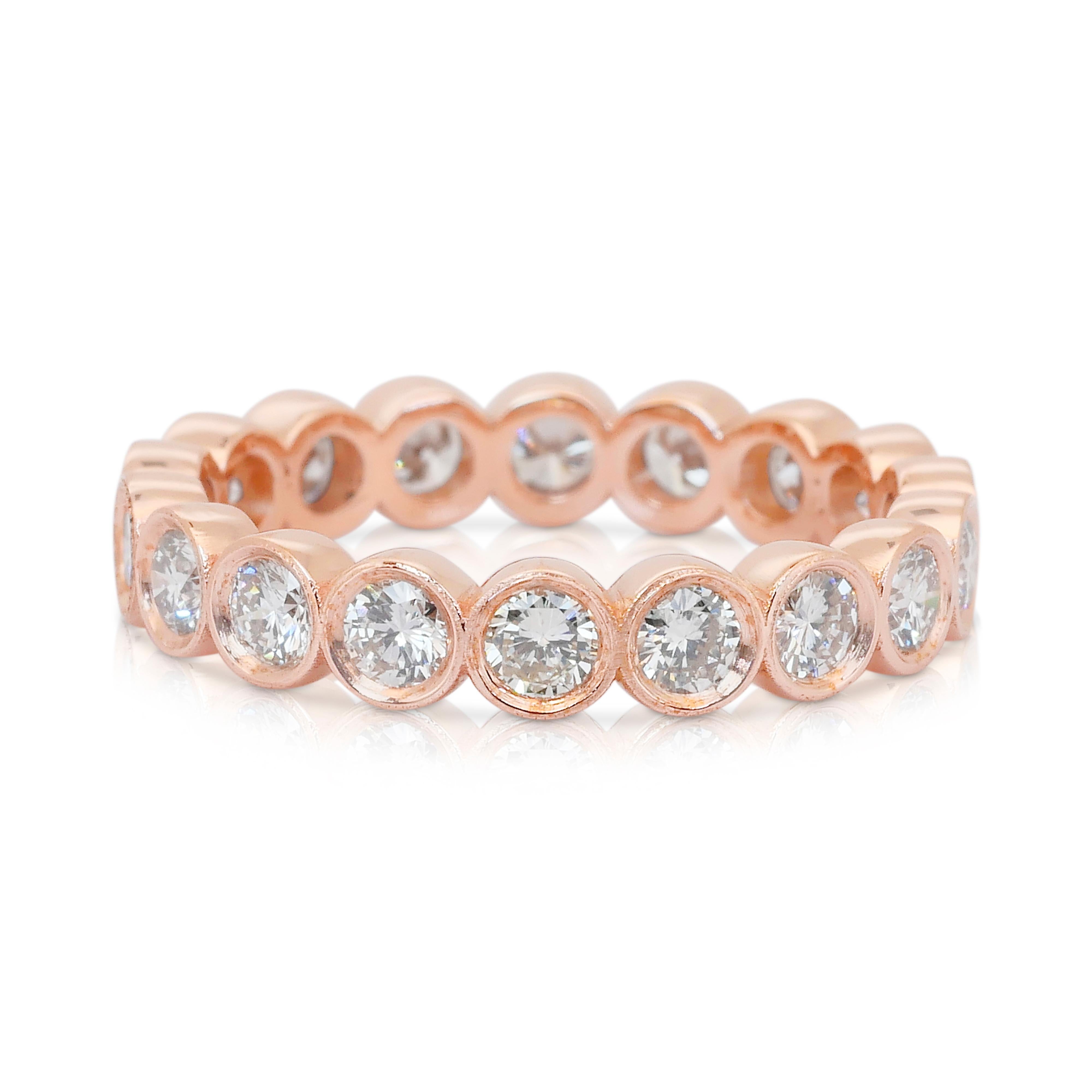 Squisito anello di eternità con 1,26 carati di diamanti in oro rosa 18 carati - certificato IGI in vendita 4