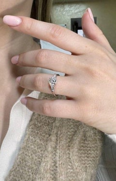 Exquisite 1.28ct Round Brilliant and Taper Cut Diamond Ring in 18K White Gold