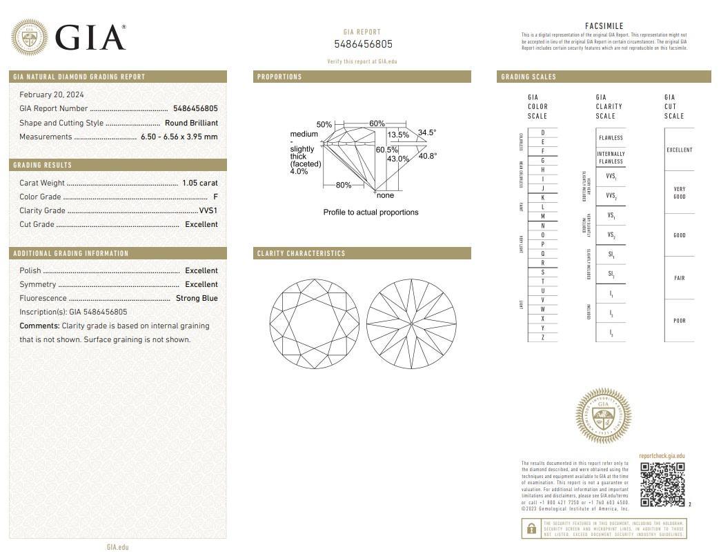 Donna Squisito anello con pavé di diamanti taglio ideale eccellente da 1,29 carati in oro bianco 18 ct. in vendita