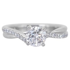 Exquisite 1.29ct Triple Excellent Ideal Cut Diamonds Pave Ring in 18k White Gold