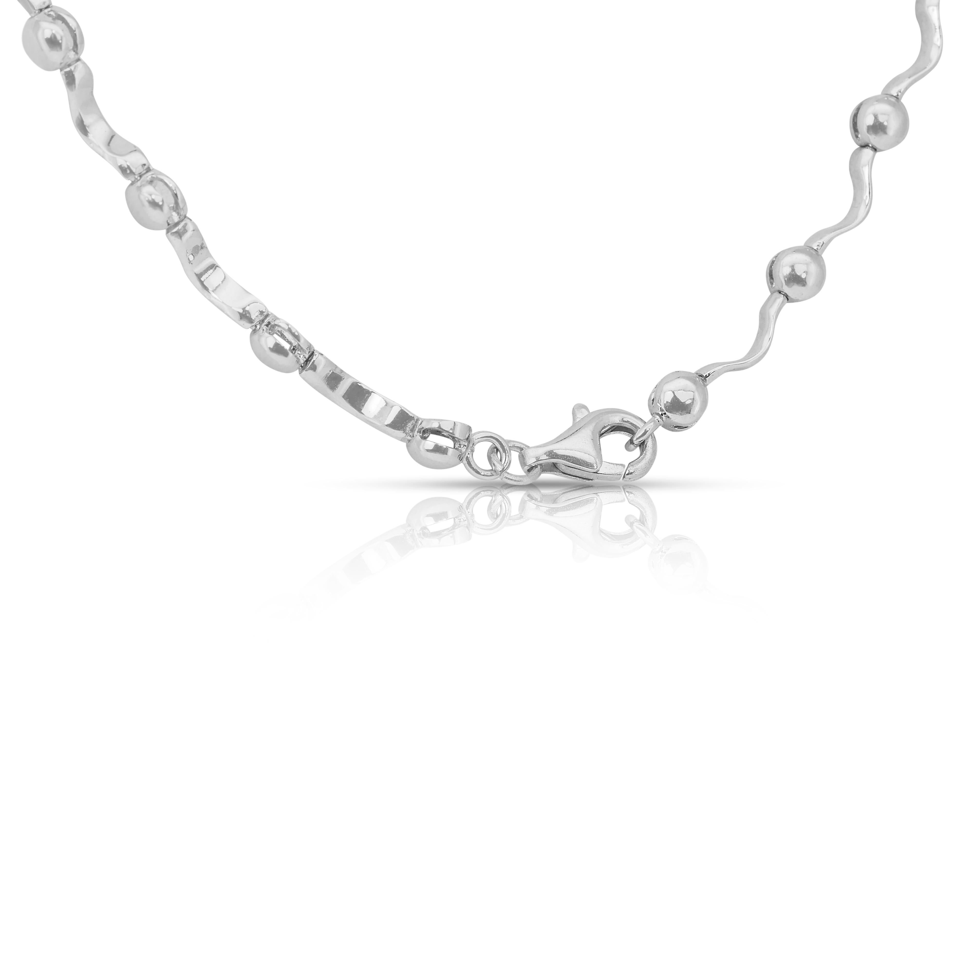 Squisita collana di diamanti da 1,30 carati in oro bianco 18 carati - Certificato IGI in vendita 3