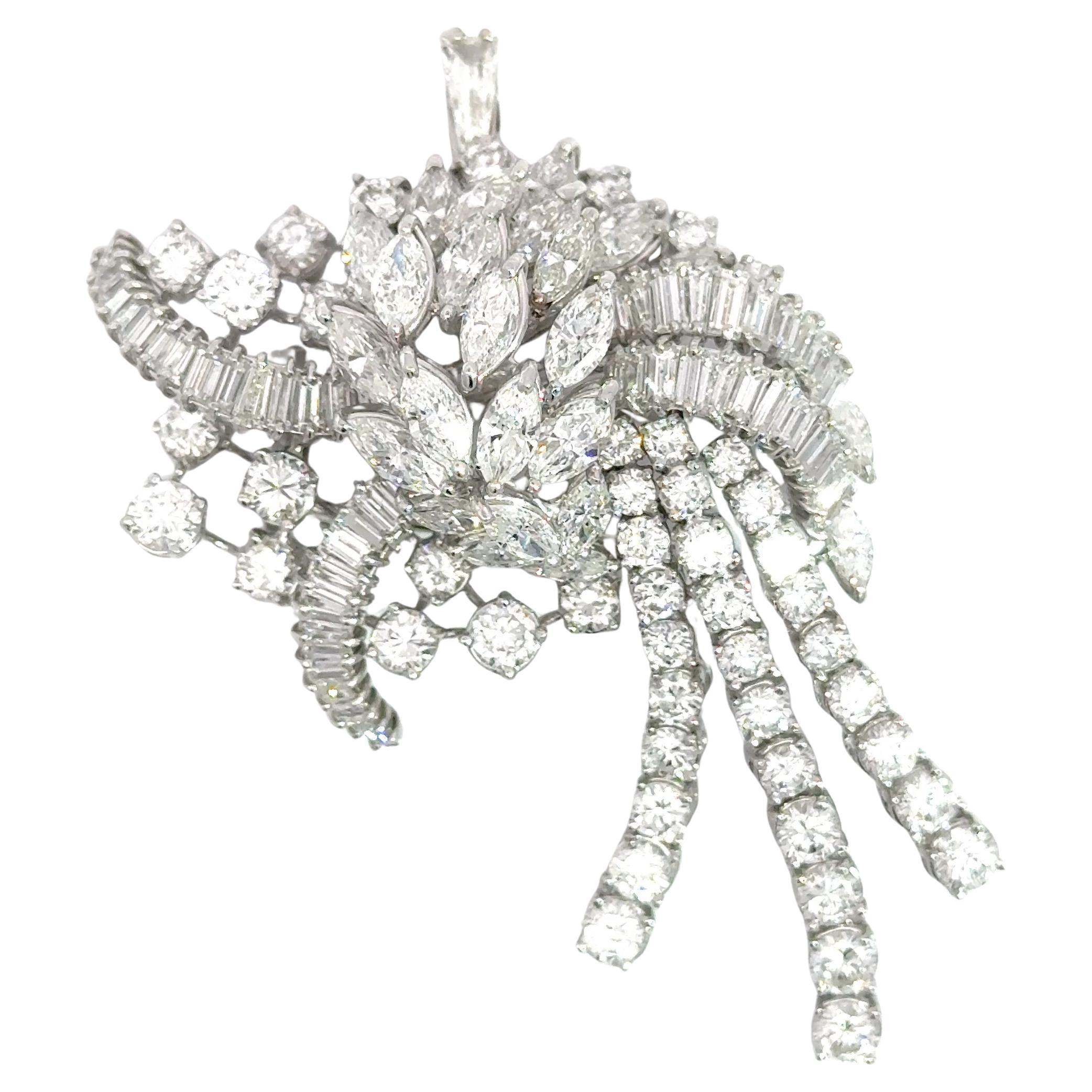 Squisita spilla/pendente con diamante da 13,26 carati in oro bianco 18 carati - 21,60g