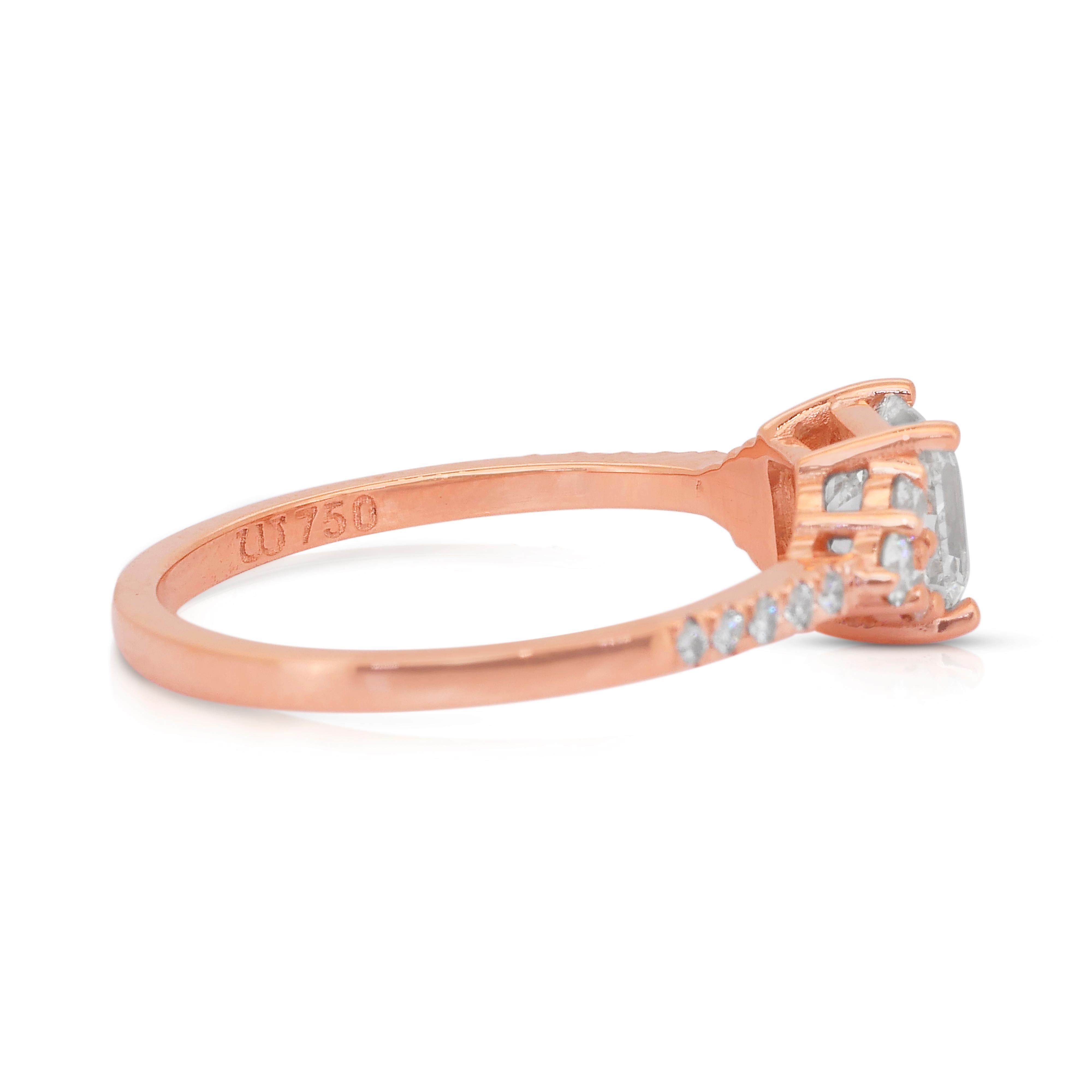 Exquisite 1.33ct Diamonds Pave Ring in 18k Rose Gold - IGI Certified In New Condition For Sale In רמת גן, IL
