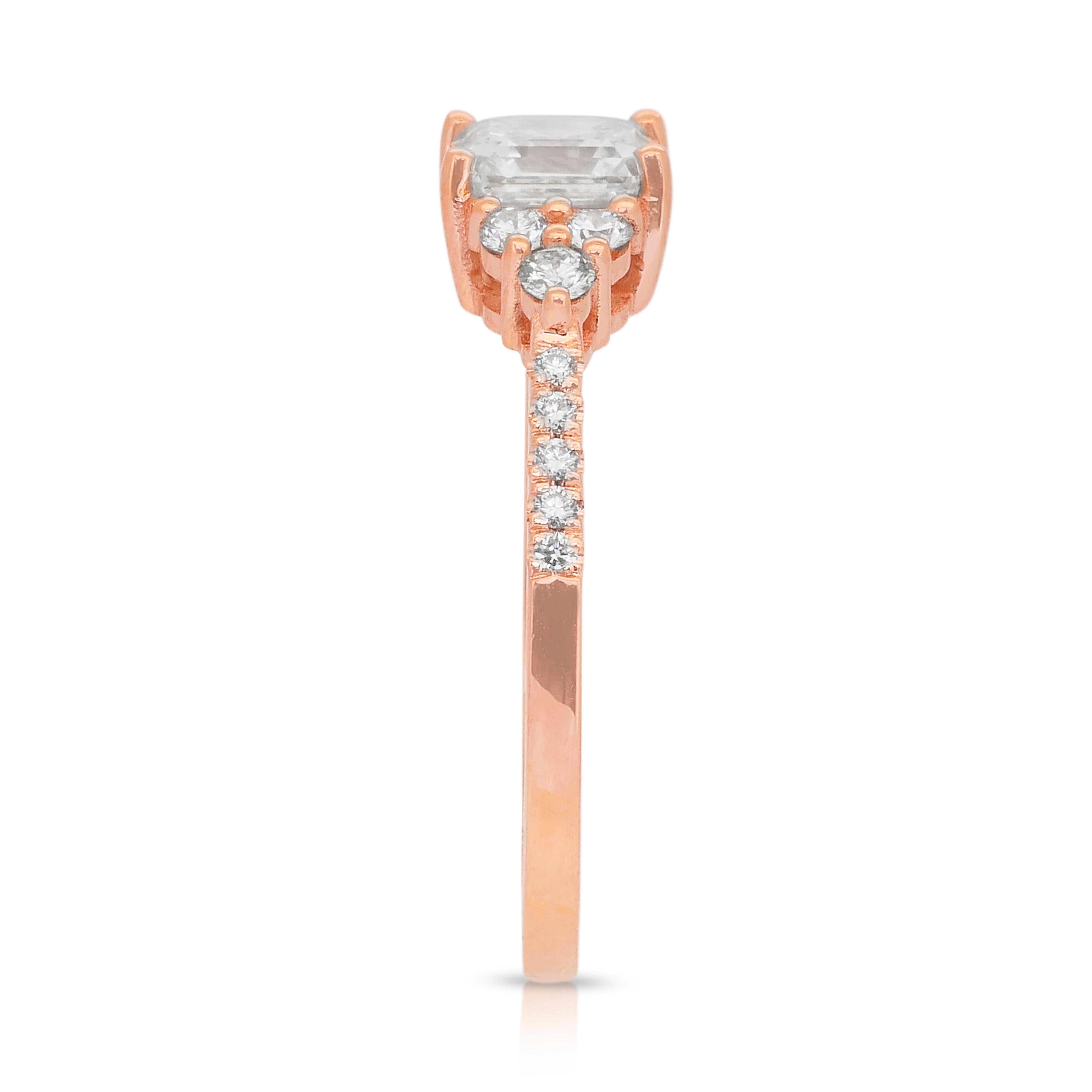 Exquisite 1.33ct Diamonds Pave Ring in 18k Rose Gold - IGI Certified For Sale 2
