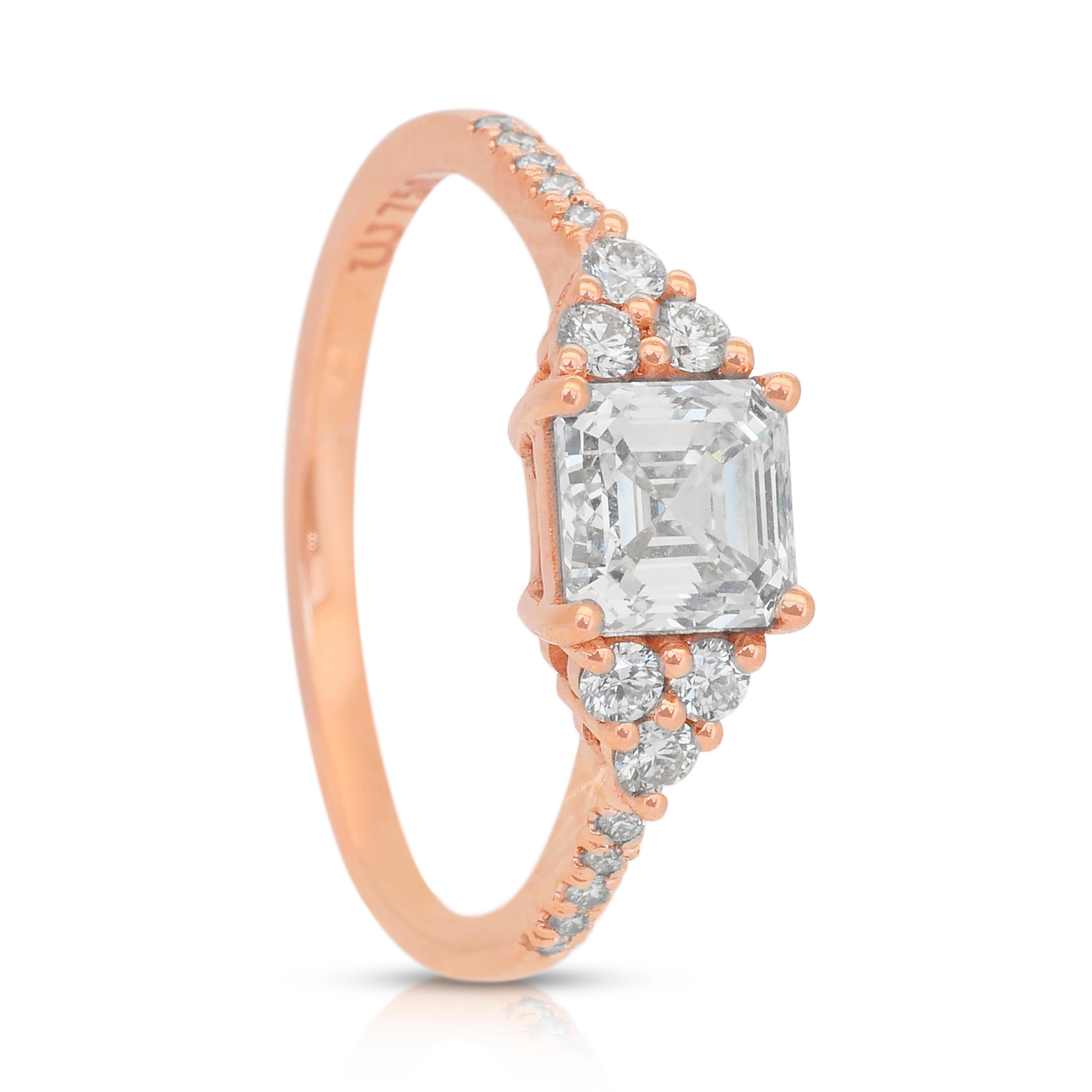 Exquisite 1.33ct Diamonds Pave Ring in 18k Rose Gold - IGI Certified For Sale 3