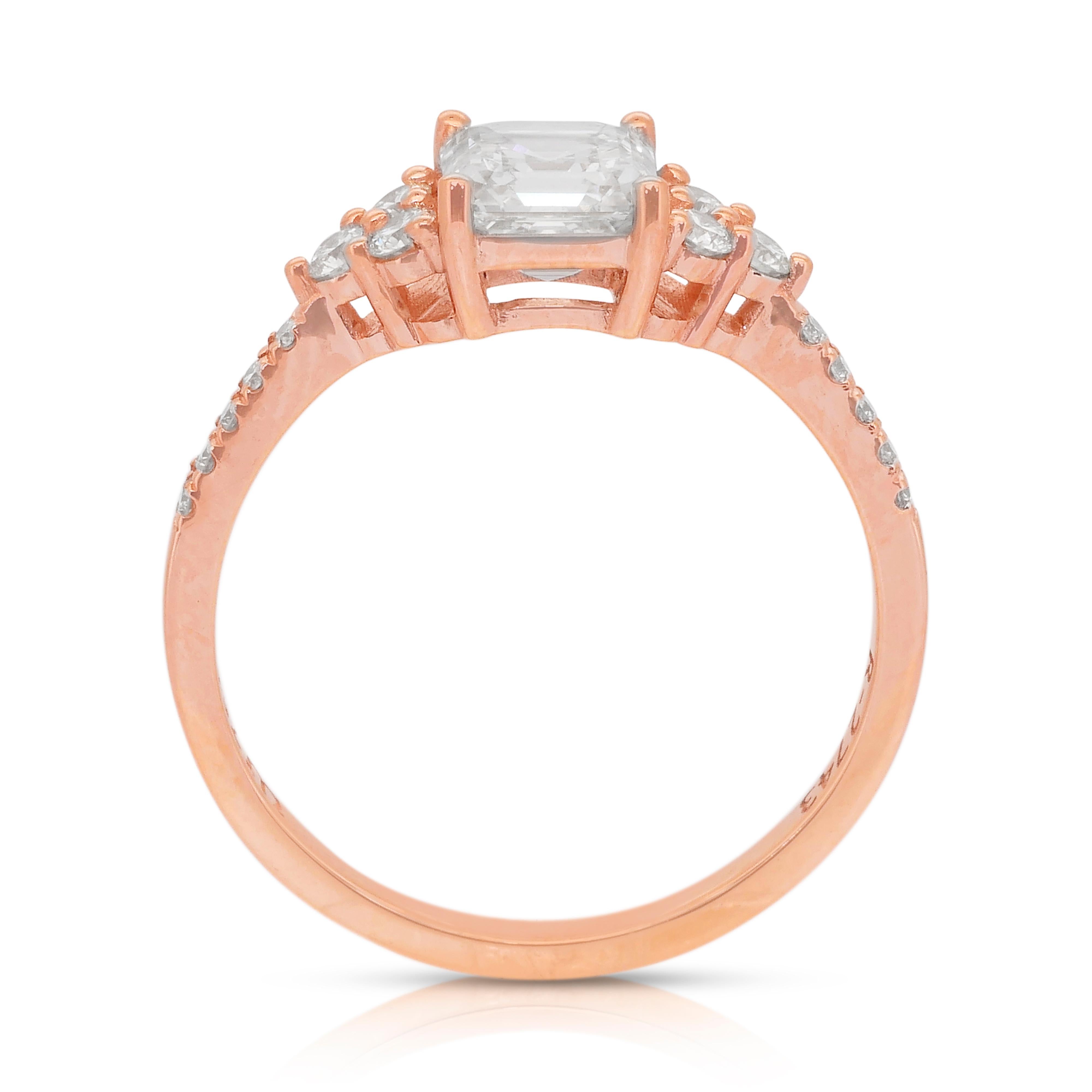 Exquisite 1.33ct Diamonds Pave Ring in 18k Rose Gold - IGI Certified For Sale 4