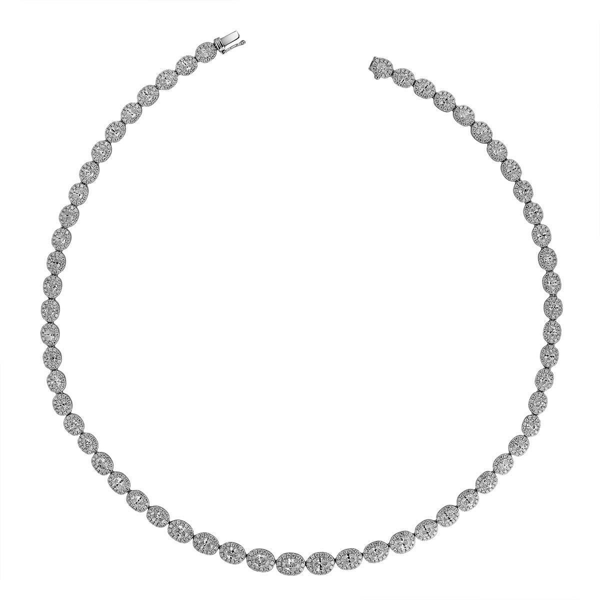 Moderno Squisito 13.56CT AT&T. Collana di diamanti con taglio ovale in vendita