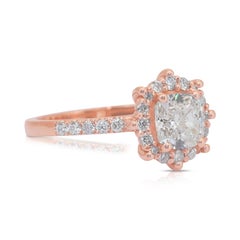 Exquisite 1.37ct Diamonds Halo Ring in 18k Rose Gold - IGI Certified