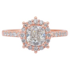 Exquisite 1.37ct Diamonds Halo Ring in 18k Rose Gold - IGI Certified