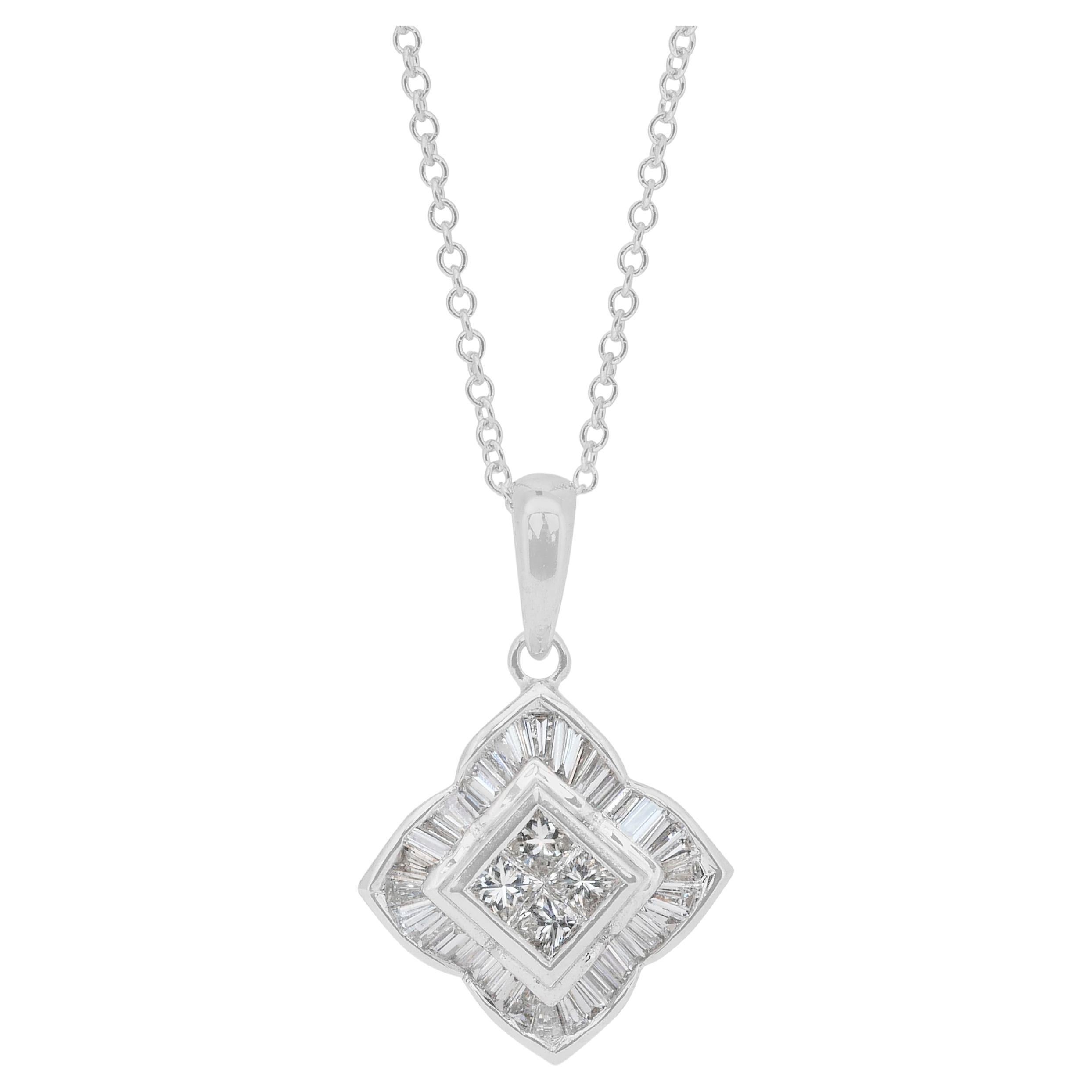 Exquisite 1.38ct Diamonds Necklace in 18k White Gold - IGI Certified