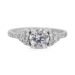 Bague exquise en or blanc 18 carats avec pavage de 1,38 ct de diamants - certifié IGI