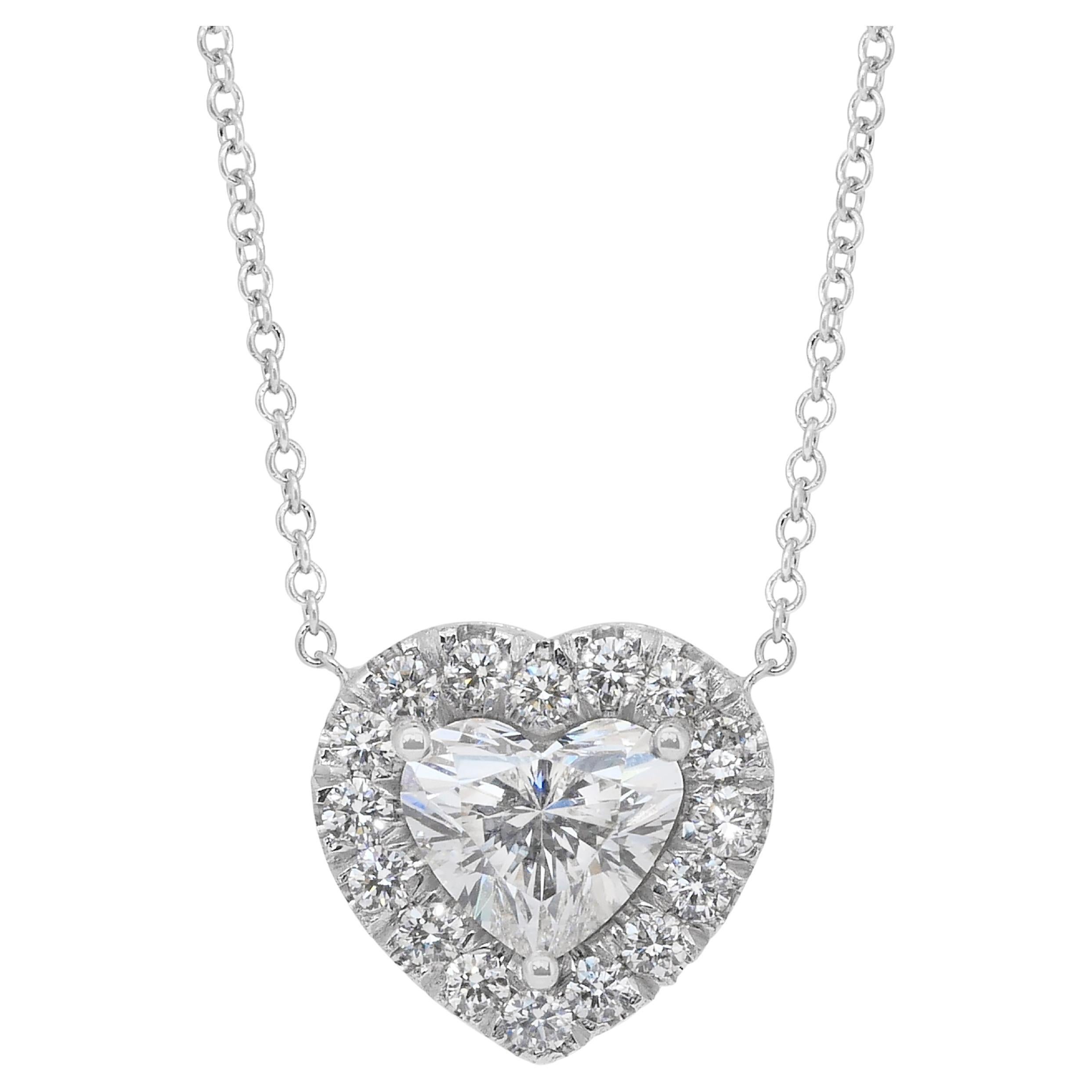 Exquisite 1.38ct Double Excellent Ideal Cut Diamonds Necklace with Heart Pendant
