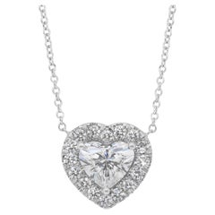 Exquisite 1,38 Karat Doppel ausgezeichnete Idealschliff Diamanten Halskette mit Herz-Anhänger