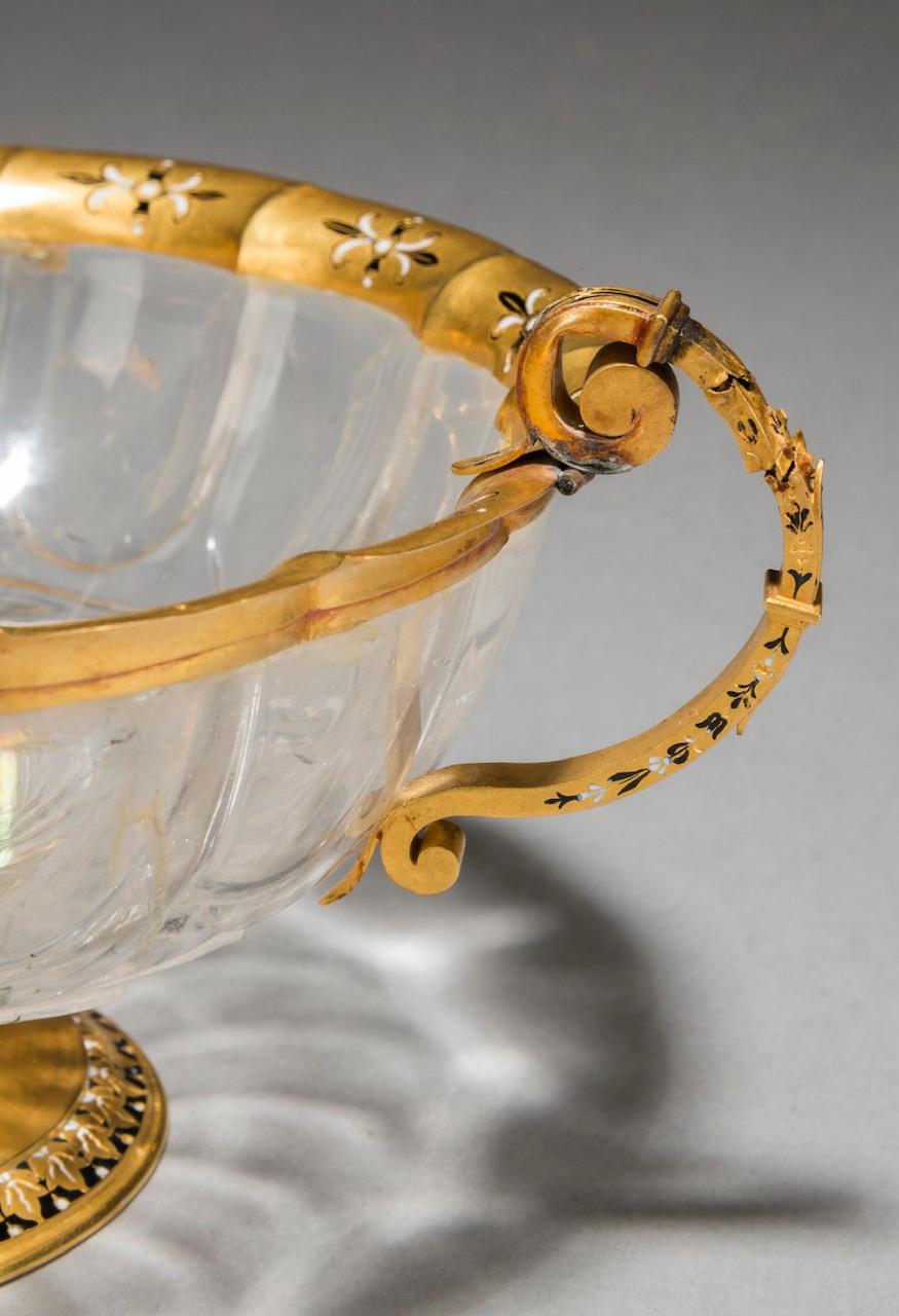 XVIIIe siècle et antérieur Exquise coupe en cristal de roche et or du 13e siècle en superbe état en vente