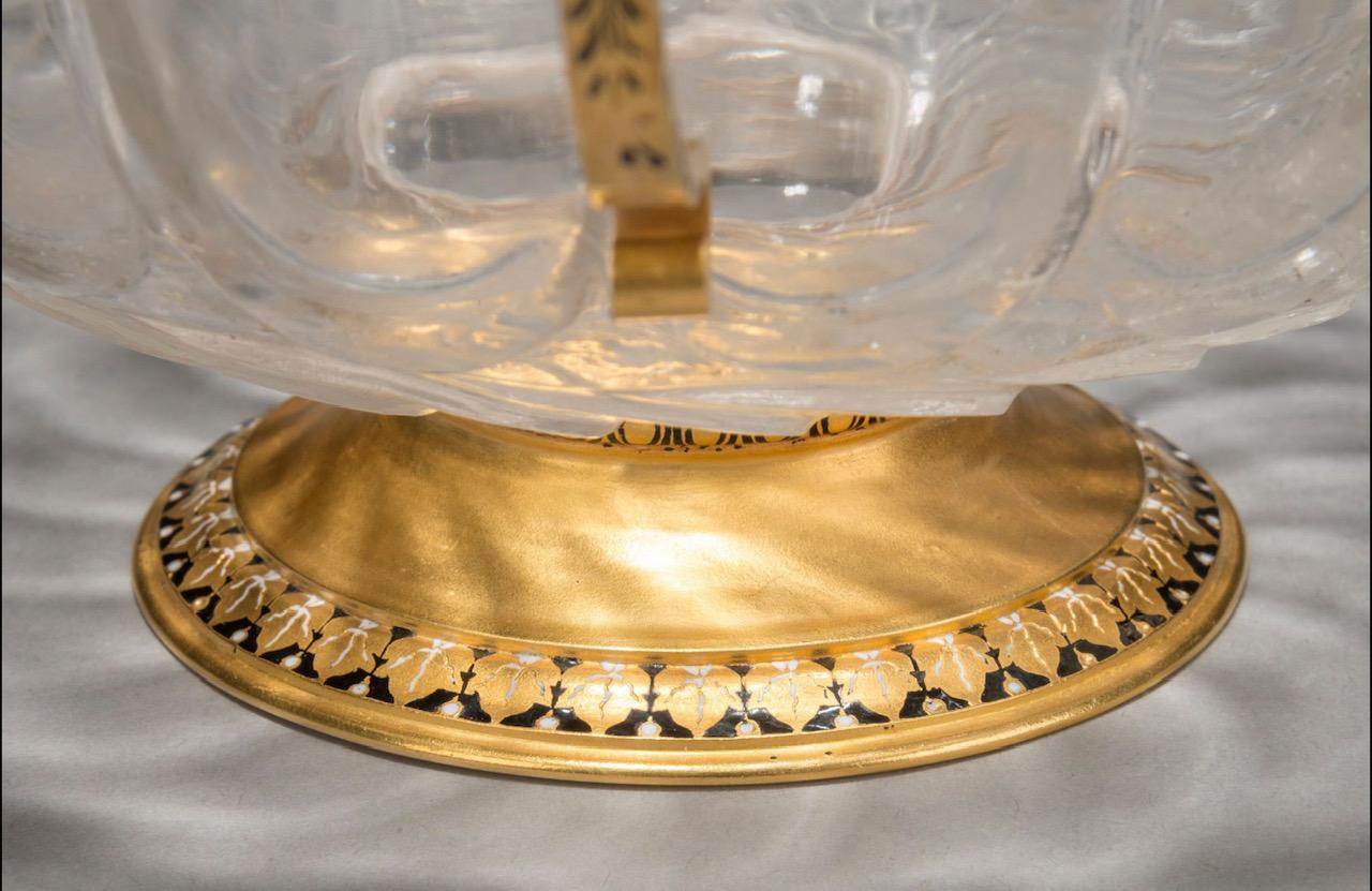 Exquisite 13th Century Rock Crystal and Gold Bowl in Superb Condition For Sale 1