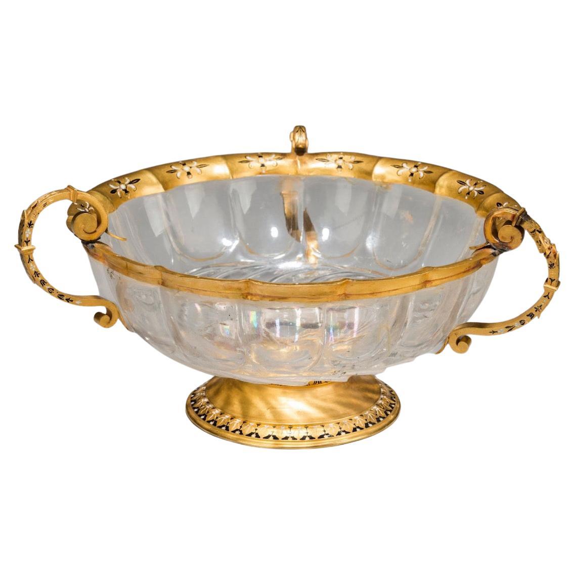 Exquisite 13th Century Rock Crystal and Gold Bowl in Superb Condition For Sale