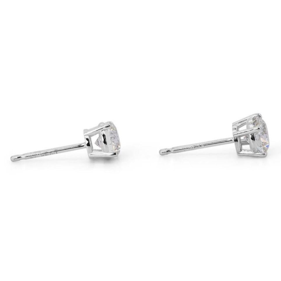 Clous d'oreilles exquis de 1,4 carat de couleur D-E et diamant VVS1 en or blanc 18 carats Pour femmes en vente