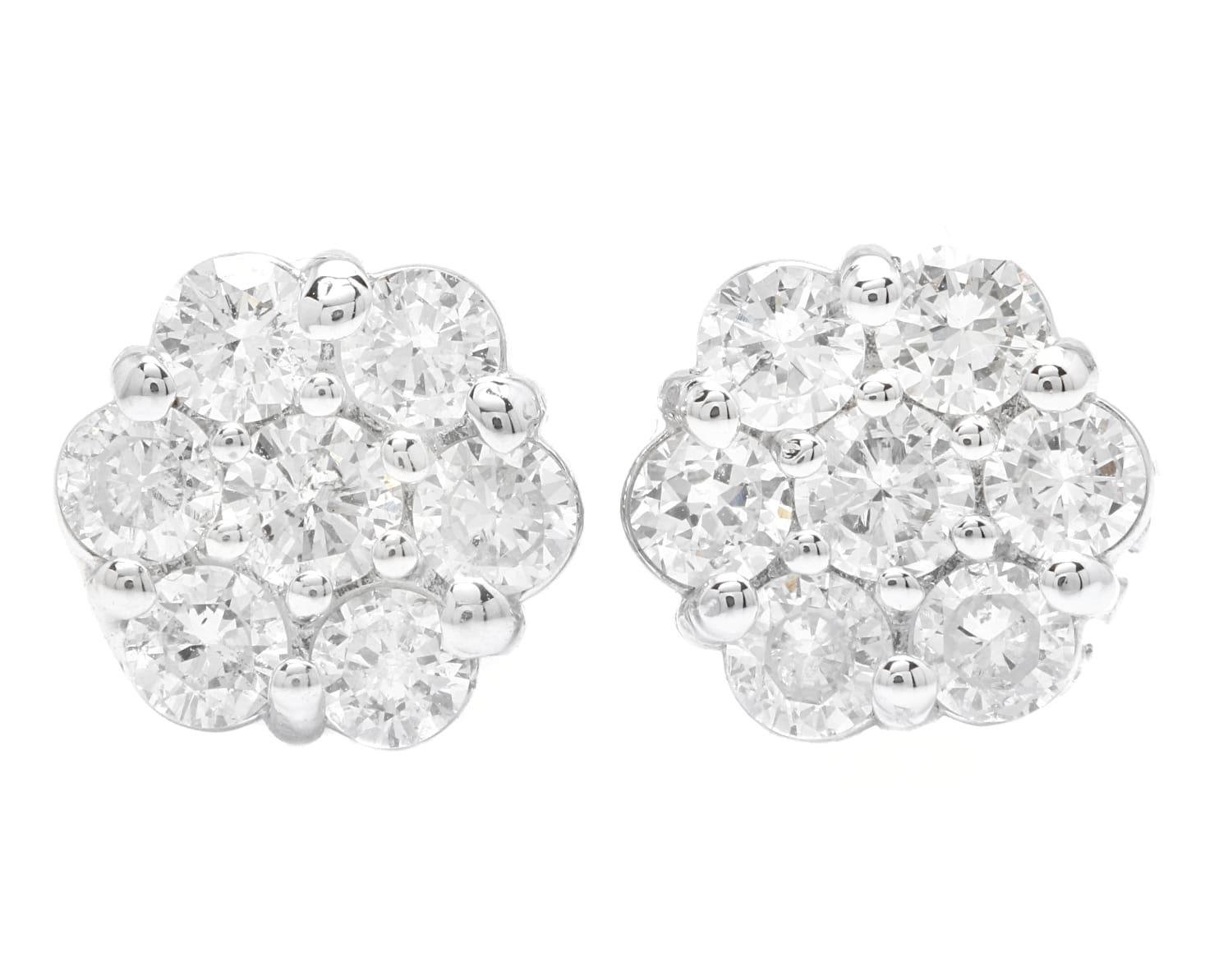 Exquisite 1.40 Carats Natural Diamond 14K Solid White Gold Stud Earrings

Amazing looking piece! 

Suggested Replacement Value: $5,000.00

Total Natural Round Cut Diamonds Weight: Approx. 1.40 Carats (both earrings) SI1 / G-H

Diameter of the