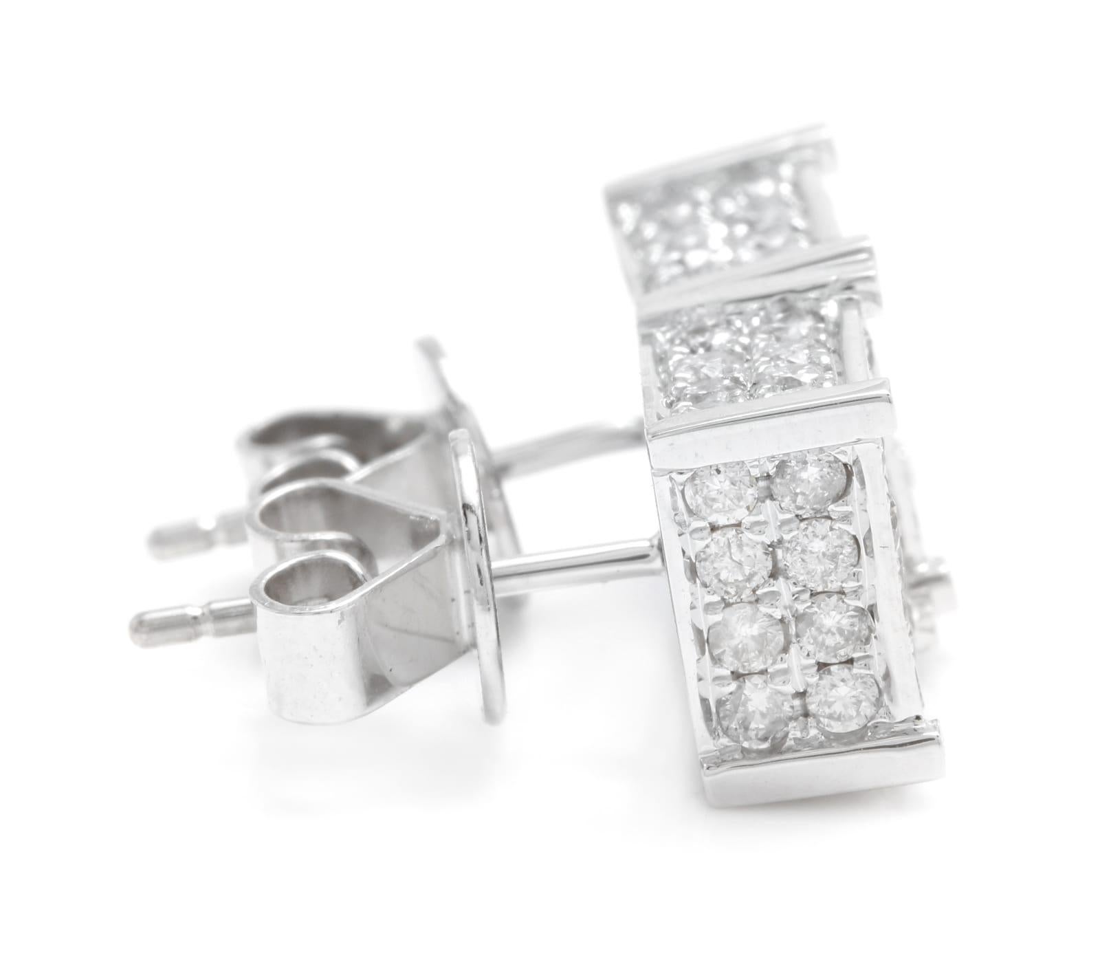 Exquisite 1.40 Carat Natural Diamond 14 Karat Solid White Gold Stud Earrings In New Condition For Sale In Los Angeles, CA